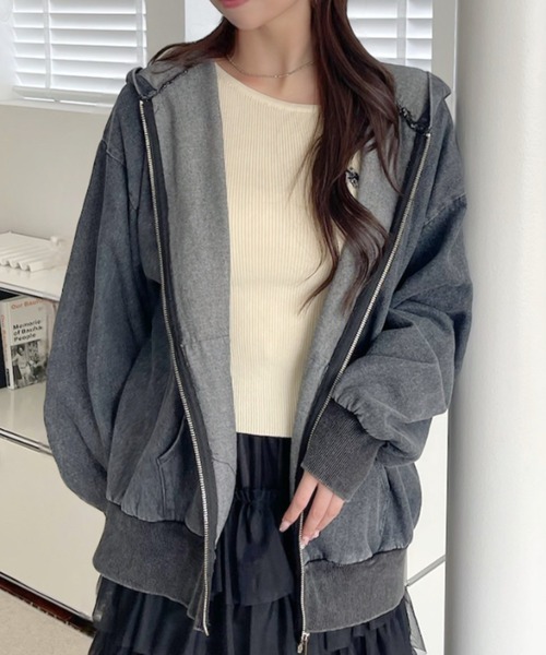 A.D.C.L.(エーディーシーエル)の「フード付き フルジップ デニムジャケット(Gジャン)(デニムジャケット・レディース・ブラック/ブルー・M/L)」の22枚目の写真