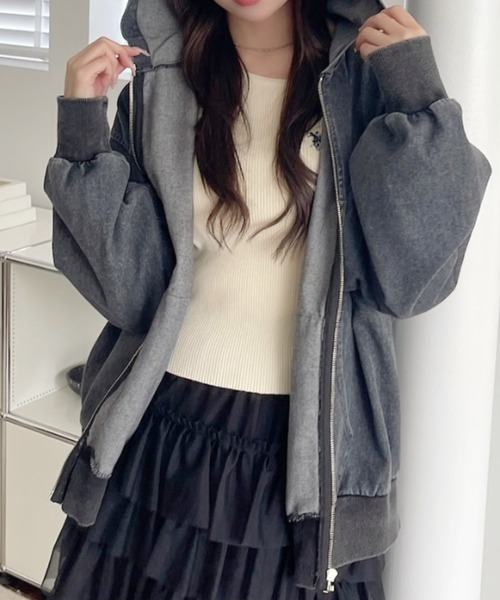 A.D.C.L.(エーディーシーエル)の「フード付き フルジップ デニムジャケット(Gジャン)(デニムジャケット・レディース・ブラック/ブルー・M/L)」の18枚目の写真