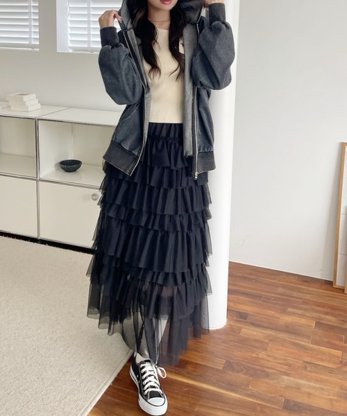 A.D.C.L.(エーディーシーエル)の「フード付き フルジップ デニムジャケット(Gジャン)(デニムジャケット・レディース・ブラック/ブルー・M/L)」の11枚目の写真