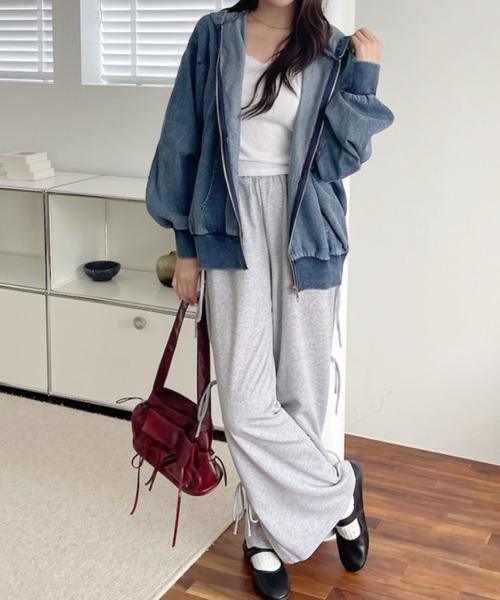 A.D.C.L.(エーディーシーエル)の「フード付き フルジップ デニムジャケット(Gジャン)(デニムジャケット・レディース・ブラック/ブルー・M/L)」の16枚目の写真