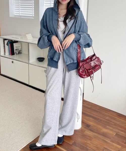 A.D.C.L.(エーディーシーエル)の「フード付き フルジップ デニムジャケット(Gジャン)(デニムジャケット・レディース・ブラック/ブルー・M/L)」の9枚目の写真