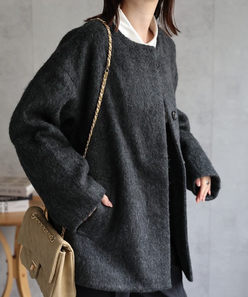 美品　seventen シャギーコクーンコート　S SEVEN TEN セブンテン ミディアムコクーンシャギーコート XS