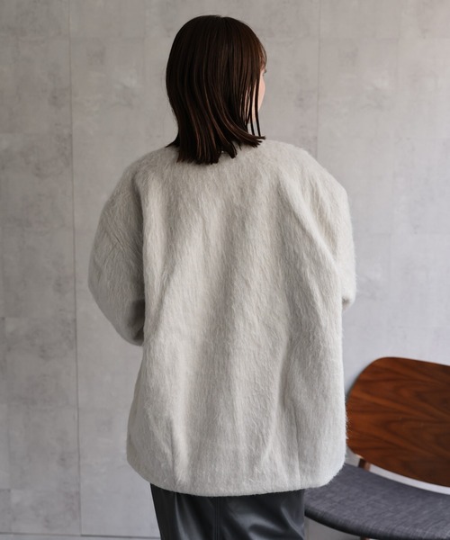 sakishimatokyo（サキシマトーキョー）の「シャギー ノーカラーコクーンコート（ノーカラーコート・レディース・アイボリー/ベージュ/チャコールグレー/グレー/ブラック・FREE）」の16枚目の写真