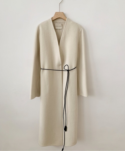 Deuxieme Classeノーカラーリバーウールコート Deuxieme Classeノー