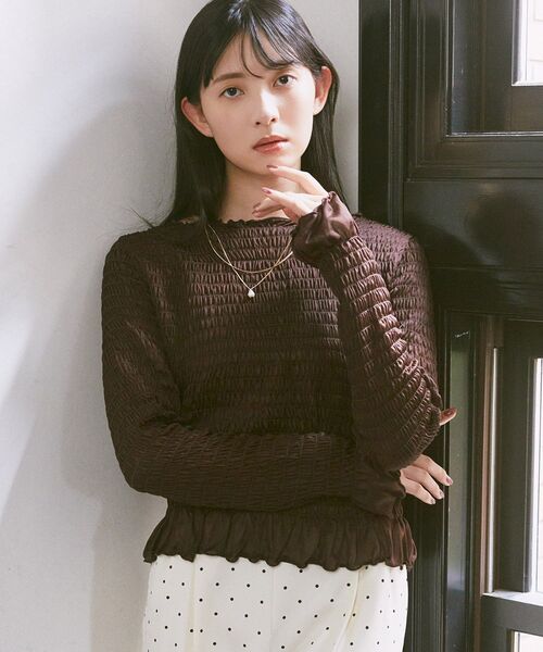 earth music&ecology(アースミュージックアンドエコロジー)の「シャーリングメロープルオーバー(Tシャツ/カットソー・レディース・ドット/ブラック系その他5/ブラック/ブラウン・FREE)」の4枚目の写真