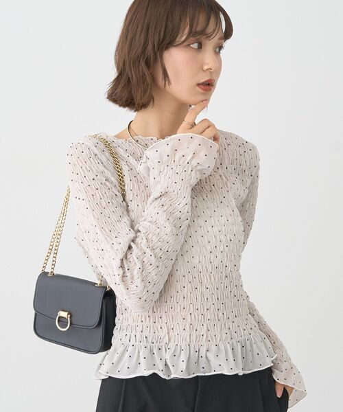 earth music&ecology(アースミュージックアンドエコロジー)の「シャーリングメロープルオーバー(Tシャツ/カットソー・レディース・ドット/ブラック系その他5/ブラック/ブラウン・FREE)」の1枚目の写真