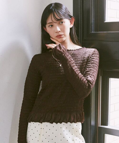 earth music&ecology(アースミュージックアンドエコロジー)の「シャーリングメロープルオーバー(Tシャツ/カットソー・レディース・ドット/ブラック系その他5/ブラック/ブラウン・FREE)」の6枚目の写真