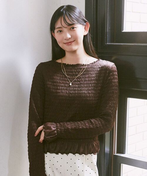 earth music&ecology(アースミュージックアンドエコロジー)の「シャーリングメロープルオーバー(Tシャツ/カットソー・レディース・ドット/ブラック系その他5/ブラック/ブラウン・FREE)」の7枚目の写真