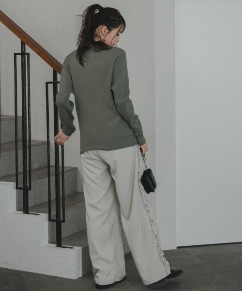 slattgir（スラットジール）の「高身長　ニットアンサンブル（カーディガン＋キャミソール）（セットアップ対応）（トールサイズ）Essenave（ニット/セーター・レディース・ブラック/ベージュ/カーキ・TM/TL/TLL/T3L）」の6枚目の写真