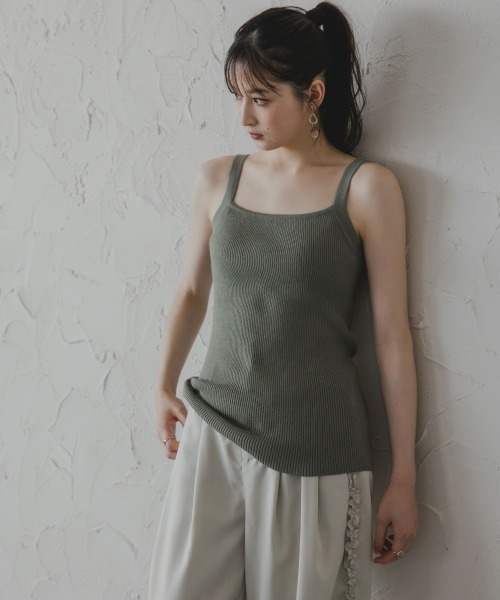 slattgir（スラットジール）の「高身長　ニットアンサンブル（カーディガン＋キャミソール）（セットアップ対応）（トールサイズ）Essenave（ニット/セーター・レディース・ブラック/ベージュ/カーキ・TM/TL/TLL/T3L）」の8枚目の写真