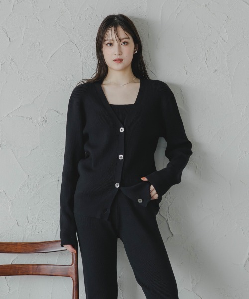 slattgir（スラットジール）の「高身長　ニットアンサンブル（カーディガン＋キャミソール）（セットアップ対応）（トールサイズ）Essenave（ニット/セーター・レディース・ブラック/ベージュ/カーキ・TM/TL/TLL/T3L）」の20枚目の写真