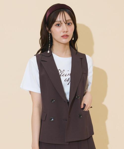 WILLSELECTION（ウィルセレクション）の「ダブルボタンショートジレ（その他トップス・レディース・ピンク/ダークブラウン/ブラック・FREE）」の2枚目の写真