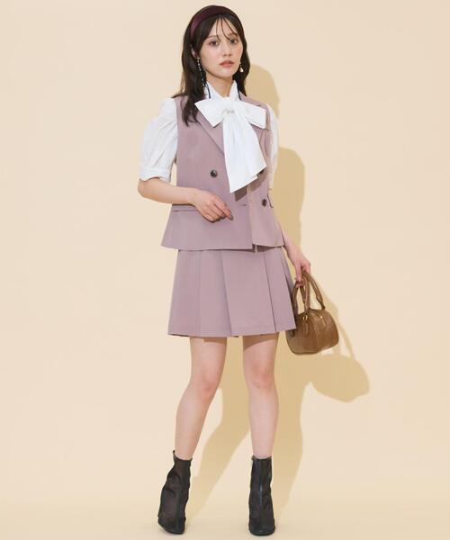 WILLSELECTION（ウィルセレクション）の「ダブルボタンショートジレ（その他トップス・レディース・ピンク/ダークブラウン/ブラック・FREE）」の4枚目の写真