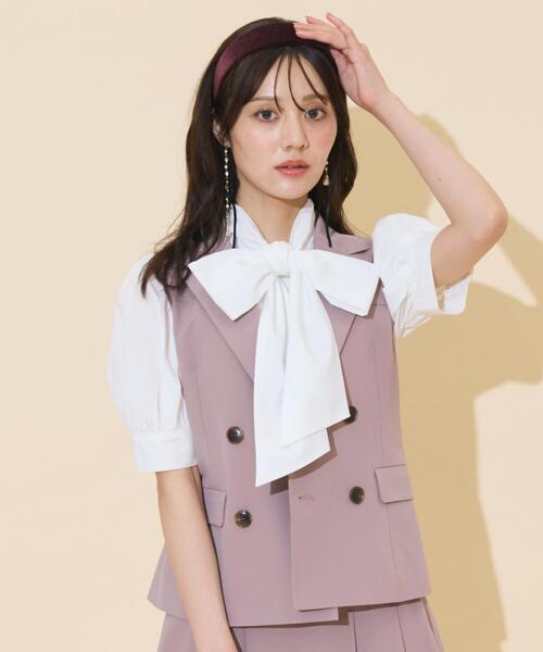 WILLSELECTION（ウィルセレクション）の「ダブルボタンショートジレ（その他トップス・レディース・ピンク/ダークブラウン/ブラック・FREE）」の5枚目の写真