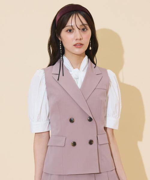 WILLSELECTION（ウィルセレクション）の「ダブルボタンショートジレ（その他トップス・レディース・ピンク/ダークブラウン/ブラック・FREE）」の6枚目の写真