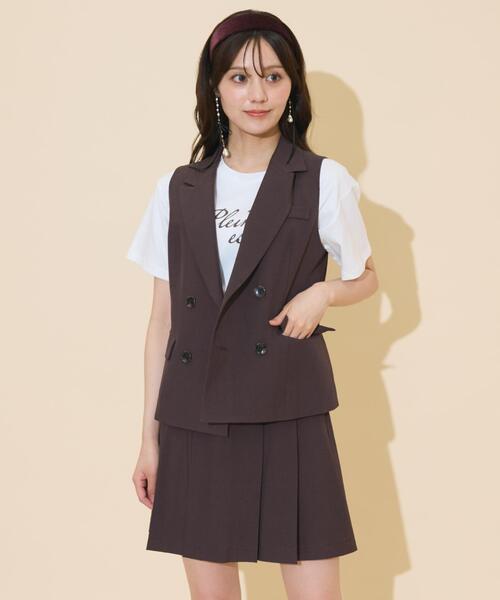 WILLSELECTION（ウィルセレクション）の「ダブルボタンショートジレ（その他トップス・レディース・ピンク/ダークブラウン/ブラック・FREE）」の2枚目の写真