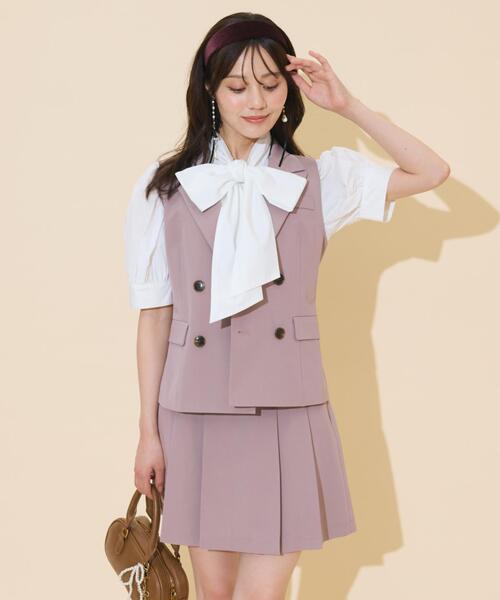 WILLSELECTION（ウィルセレクション）の「ダブルボタンショートジレ（その他トップス・レディース・ピンク/ダークブラウン/ブラック・FREE）」の3枚目の写真