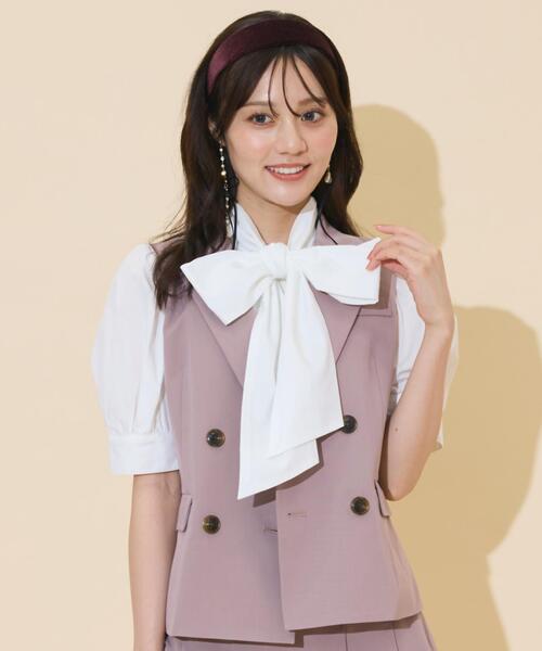 WILLSELECTION（ウィルセレクション）の「ダブルボタンショートジレ（その他トップス・レディース・ピンク/ダークブラウン/ブラック・FREE）」の4枚目の写真
