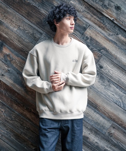 ragged mountain（ラギットマウンテン）の「【RAGGED MOUNTAIN/ラギットマウンテン】【着た瞬間から包み込まれるような暖かさ】PELHAM/ぺラム 裏ボア スウェットトレーナー シンプルロゴ 無地 イージーケア ルームウェア ワンマイルウェア ユニセックス（スウェット・メンズ・ベージュ/アイボリー/ブラック/杢グレー/チャコールグレー・MEDIUM/LARGE/X-LARGE）」の18枚目の写真