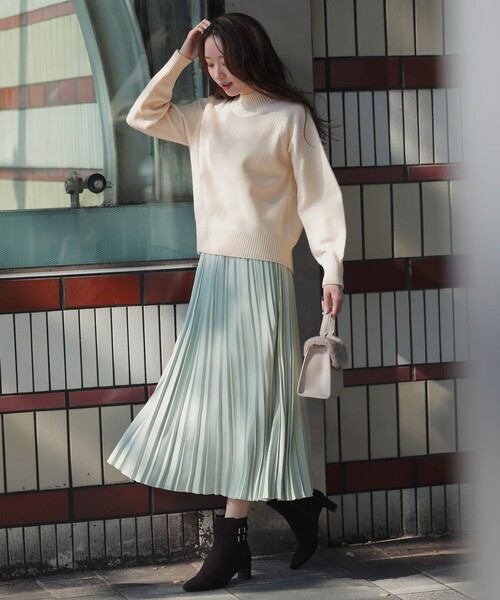 セール】【2SET】ボリューム ニット×プリーツ スカート セット