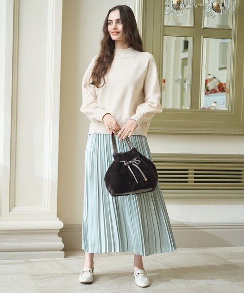 セール】【2SET】ボリューム ニット×プリーツ スカート セット