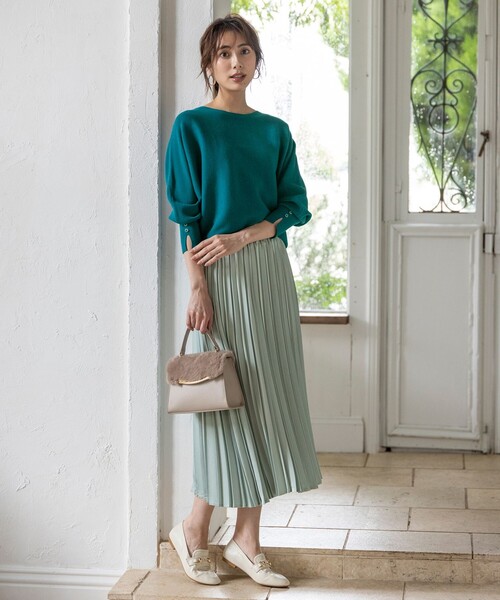 セール】【2SET】ボリューム ニット×プリーツ スカート セット