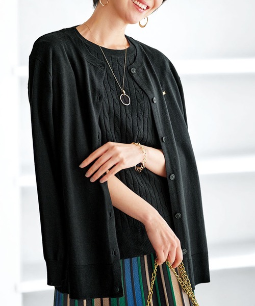 セール】軽やか綿混！クルーネックカーディガン（カーディガン/ボレロ
