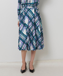 【NARACAMICIE】【セットアップ対応】ビッグチェックサテン柄フレアスカート