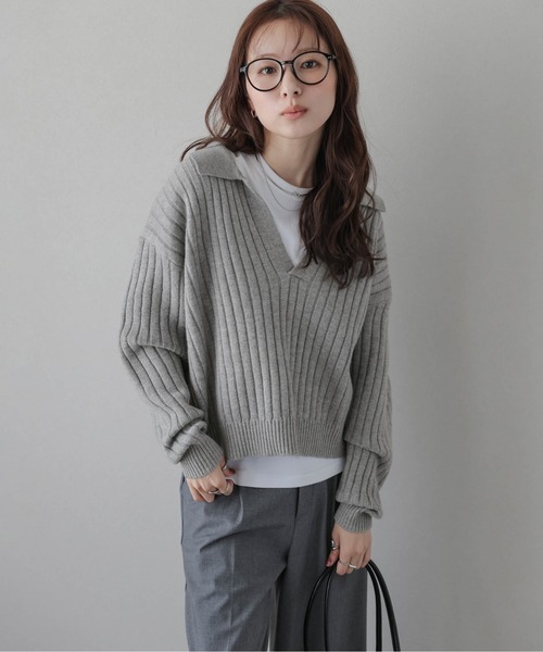 セール】スキッパーデザインニットトップス（ニット/セーター）｜AMELY