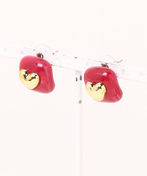 tone(トーン)の「【88eighty-eight】ゴールドハートスクエアレトロピアス【import】(MA)(ピアス(両耳用)・レディース・ベージュ/グリーン/レッド・FREE)」の3枚目の写真