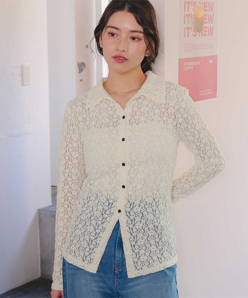 titivate(ティティベイト)の「レースコンパクトシャツ(シャツ/ブラウス・レディース・アイボリー/ブラック/ブラウン・S/M/L)」の1枚目の写真