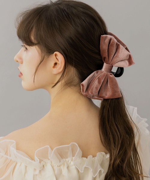 LA MUe(ラミュー)の「【LA MUE】ベロアリボンバンスクリップ(バレッタ/ヘアクリップ・レディース・ブラウン/ピンク/ブラック・FREE)」の12枚目の写真