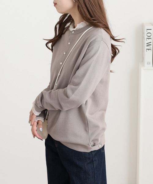 OMNES(オムネス)の「裏毛スウェットパールドット 長袖カーディガン(カーディガン/ボレロ・レディース・ホワイト/グレー/モカ・M)」の17枚目の写真