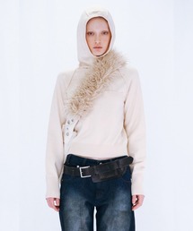 VIAVANDA（ヴィアヴァンダ）の「KNIT HOODIE TOP（ニット/セーター）」