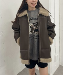 archives(アルシーヴ)のフェイクレザーミドルムートンジャケット(ムートンコート)