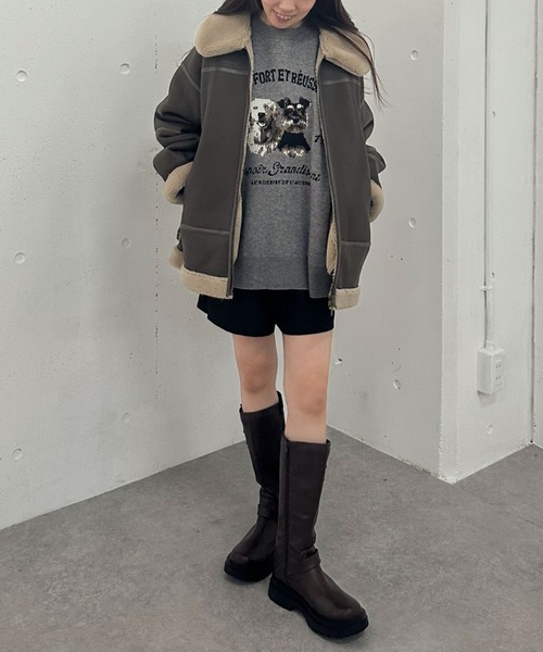 archives(アルシーヴ)の「フェイクレザーミドルムートンジャケット(ムートンコート・レディース・ブラック/ブラウン・MEDIUM)」の18枚目の写真