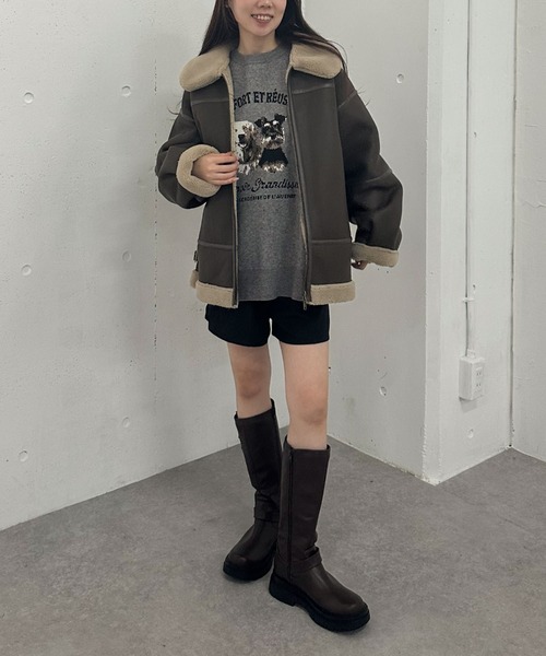 archives(アルシーヴ)の「フェイクレザーミドルムートンジャケット(ムートンコート・レディース・ブラック/ブラウン・MEDIUM)」の19枚目の写真