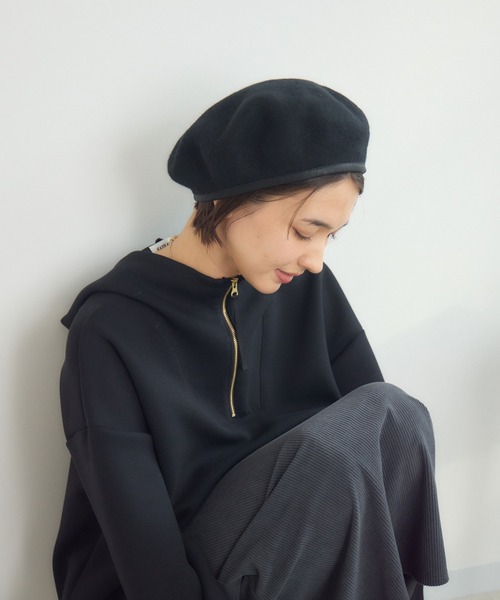 KATHARINE ROSS(キャサリンロス)の「【KATHARINE ROSS】【JUNK PRODUCTIONS】パイピングベレー帽(ハンチング/ベレー帽・レディース・ブラウン/ブラック・MEDIUM)」の4枚目の写真