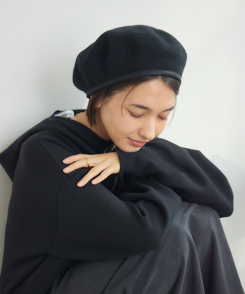 KATHARINE ROSS(キャサリンロス)の「【KATHARINE ROSS】【JUNK PRODUCTIONS】パイピングベレー帽(ハンチング/ベレー帽・レディース・ブラウン/ブラック・MEDIUM)」の6枚目の写真