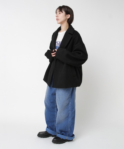 RNA-N（アールエヌエーエヌ）の「J2168 ウールシャギーダブルジャケット（テーラードジャケット・レディース・ブルー/ブラック/グレー/グリーン・FREE）」の19枚目の写真