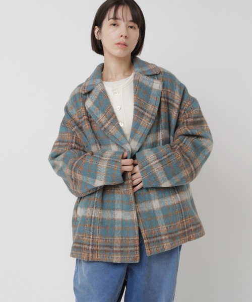 RNA-N（アールエヌエーエヌ）の「J2168 ウールシャギーダブルジャケット（テーラードジャケット・レディース・ブルー/ブラック/グレー/グリーン・FREE）」の5枚目の写真