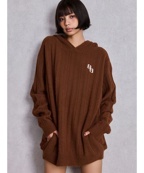 ランダムリブGG HOODIEニットチュニック