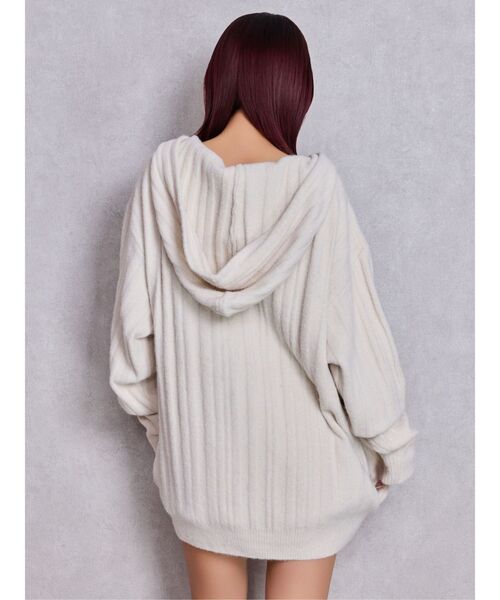 GYDA（ジェイダ）の「ランダムリブGG HOODIEニットチュニック（ワンピース・レディース・ブラウン/アイボリー/ブラック・FREE）」の6枚目の写真
