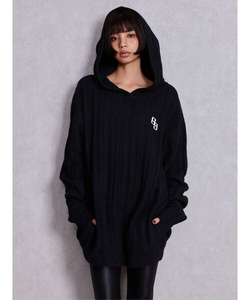 GYDA（ジェイダ）の「ランダムリブGG HOODIEニットチュニック（ワンピース・レディース・ブラウン/アイボリー/ブラック・FREE）」の10枚目の写真