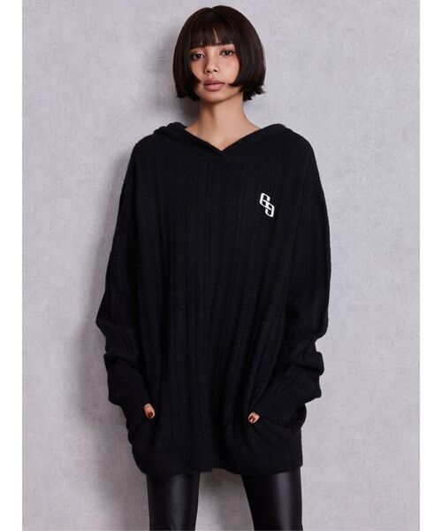 GYDA（ジェイダ）の「ランダムリブGG HOODIEニットチュニック（ワンピース・レディース・ブラウン/アイボリー/ブラック・FREE）」の11枚目の写真