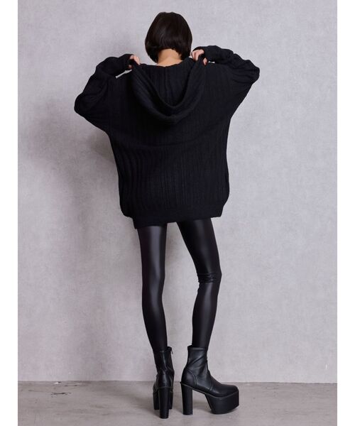 GYDA（ジェイダ）の「ランダムリブGG HOODIEニットチュニック（ワンピース・レディース・ブラウン/アイボリー/ブラック・FREE）」の15枚目の写真
