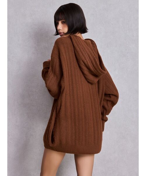 GYDA（ジェイダ）の「ランダムリブGG HOODIEニットチュニック（ワンピース・レディース・ブラウン/アイボリー/ブラック・FREE）」の17枚目の写真