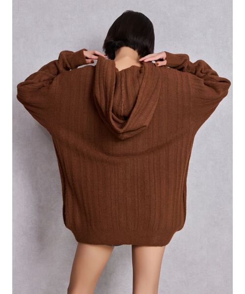 GYDA（ジェイダ）の「ランダムリブGG HOODIEニットチュニック（ワンピース・レディース・ブラウン/アイボリー/ブラック・FREE）」の18枚目の写真