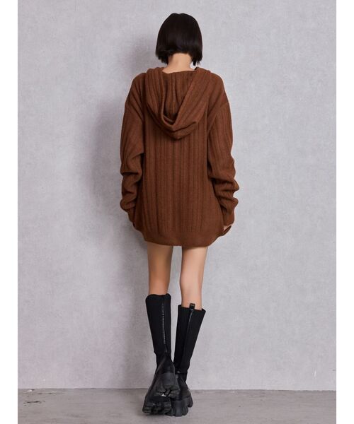 GYDA（ジェイダ）の「ランダムリブGG HOODIEニットチュニック（ワンピース・レディース・ブラウン/アイボリー/ブラック・FREE）」の20枚目の写真