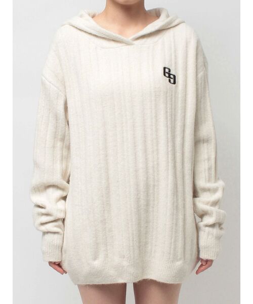 セール】ランダムリブGG HOODIEニットチュニック（ワンピース）｜GYDA